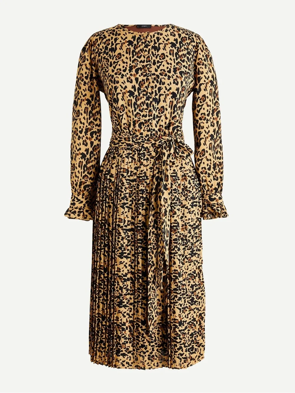 J. Crew Long Sleeve Leopard Wrap Dress in Camel and Black